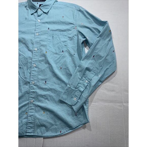 J Crew Men's L Classic Fit Long Sleeve Flex Oxford Shirt Sailboats Drinks - Picture 4 of 12